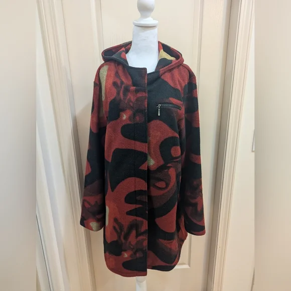 Unique multi colored hooded coat - Picture 2 of 9